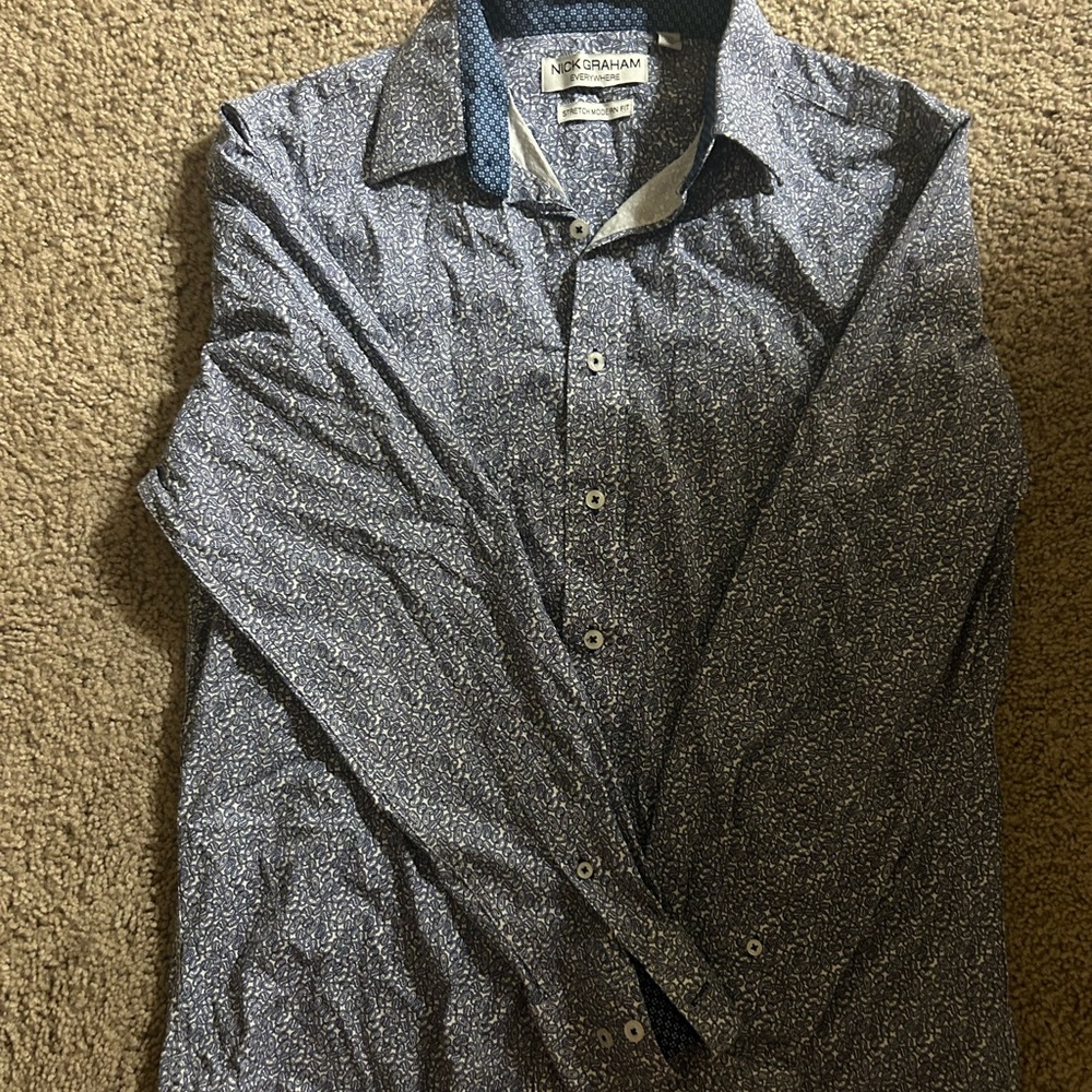Robert Graham Navy and White Men's Shirt